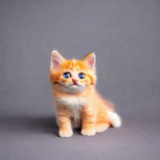 Image similar to cute fluffy orange tabby kitten, studio lightning