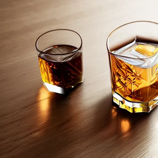 Prompt: a glass of whiskey on a wooden table, ultra realistic, detailed, octane rendering