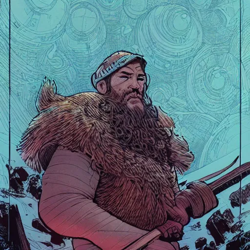 Image similar to A viking staring into the distancec by Feng Zhu and Loish and Laurie Greasley, Victo Ngai, Andreas Rocha, John Harris