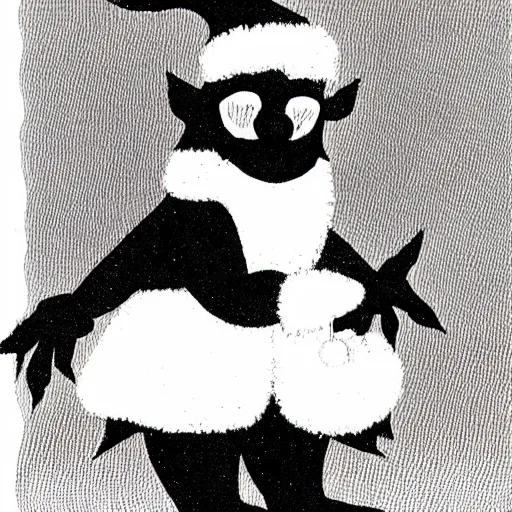 Image similar to santa as a cryptid bipedal with hairy claws