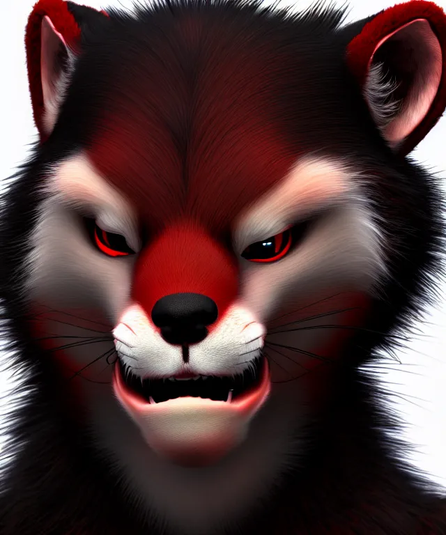 Image similar to furry - male - red - black - weasel - geistcaller - fursona uhd ue 5 visual novel pc game expressions, photorealistic