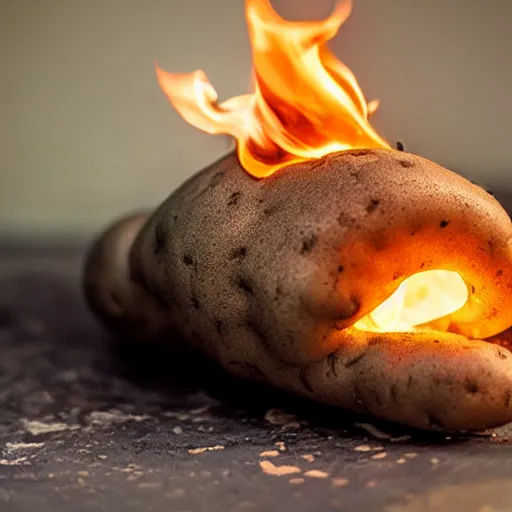 Image similar to a potato on fire