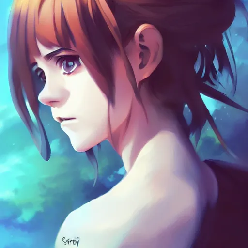 Image similar to anime portrait of emma watson as an anime girl by Stanley Artgerm Lau, WLOP, Rossdraws, James Jean, Andrei Riabovitchev, Marc Simonetti, and Sakimichan, trending on artstation