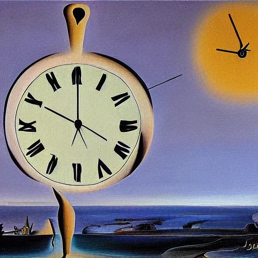 Image similar to clock oil painting by Salvador Dali