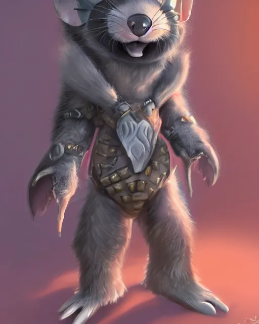 Image similar to a full body shot of an anthro furry rat wearing a fantasy armor making a selfie, fantasy, artstation, furry art, furaffinity, deviantart, symmetrical, highly detailed, award winning, trending