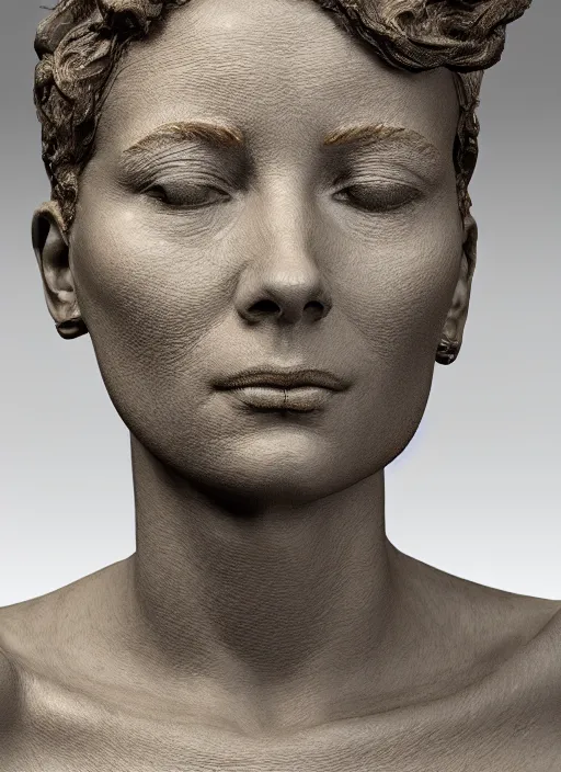 Prompt: 3D resin miniature sculpture by Jean-Baptiste Carpeaux, woman, symmetrical face, academic art, standing, realistic, 8K, Introduction factory photo, Product Introduction Photo, Hyperrealism. Subsurface scattering, raytracing, Octane Render, Zbrush, simple background