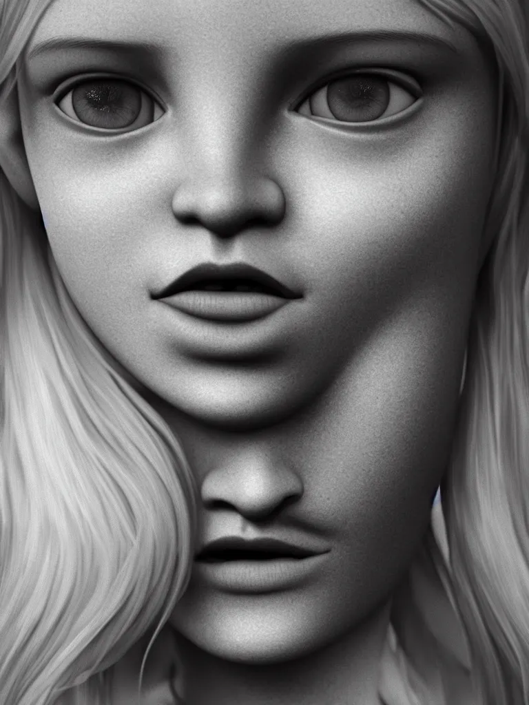 Image similar to close-up portrait of the perfect and symmetrical face of a beautiful Cotton Mill Girl, highly detailed epic cinematic concept art CG render made in Maya, Blender and Photoshop, octane render, excellent composition, dynamic dramatic cinematic lighting, aesthetic, very inspirational, arthouse by Henri Cartier Bresson