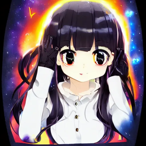 Image similar to a “red-eyed black-haired anime fox girl” “wearing black fingerless-gloves, high-waist-black-skirt, white-collared-shirt blue-open-jacket, black-necktie”, “unsheathing her katana”, white background, visual-key, anime illustration, pixiv, anime-twitter