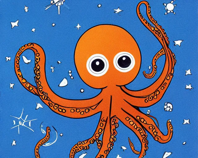 Prompt: an artist’s interpretation of an octopus wearing a space suit