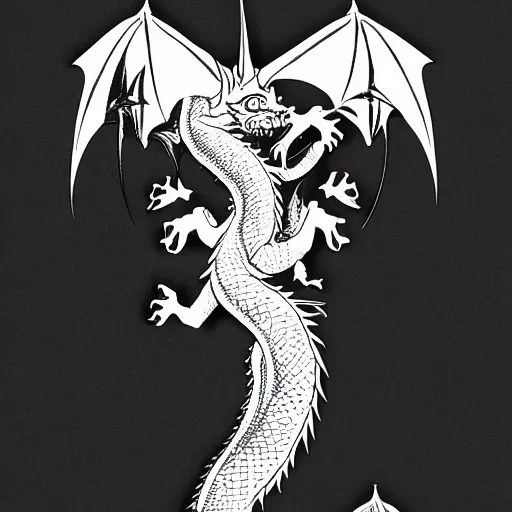 Image similar to dragon, sticker, b & w, white outline, by artgerm and greg rutkowski, grey background