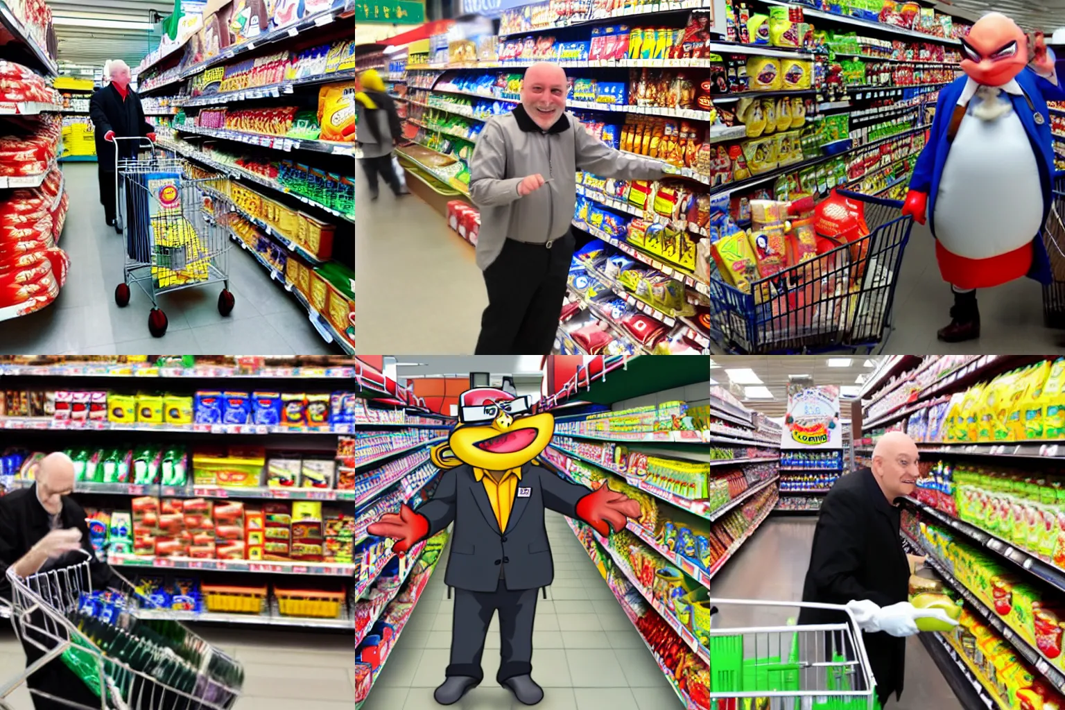 Prompt: Dr. Eggman shopping for groceries