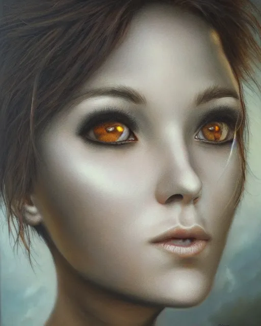 Image similar to Her eyes wide by Ed Binkley, oil on canvas