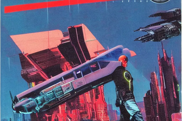 Image similar to 1979 OMNI Magazine Cover of a ripper-doc. Cyberpunk Akira style by Vincent Di Fate