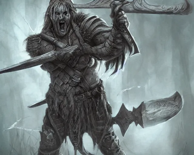 Image similar to paul walter hauser as a drow berserker, fantasy art, d & d, extremely detailed, high quality, award - winning,