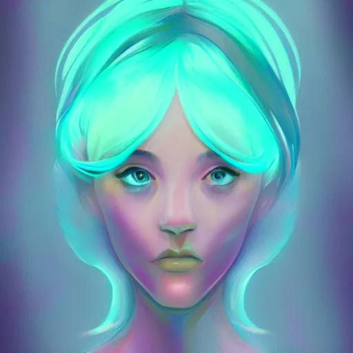 Image similar to portrait of a woman inspired by lois van baarle, iridescent, holographic