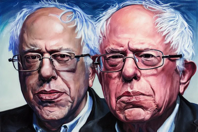 Prompt: Bernie Sanders as rapper, oil on canvas, artstation, portrait, masterpiece, aesthetic
