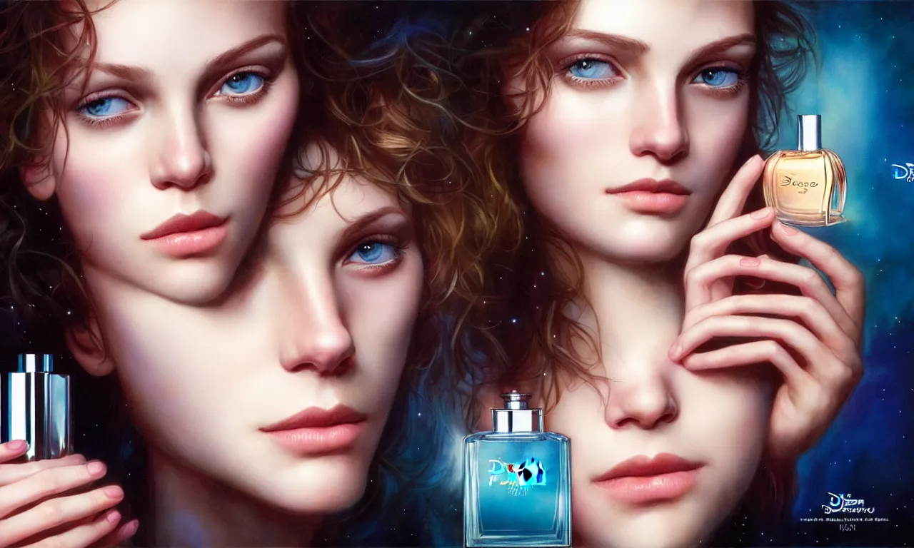 Prompt: portrait fragrance advertising campaign by drew struzan, highly detailed