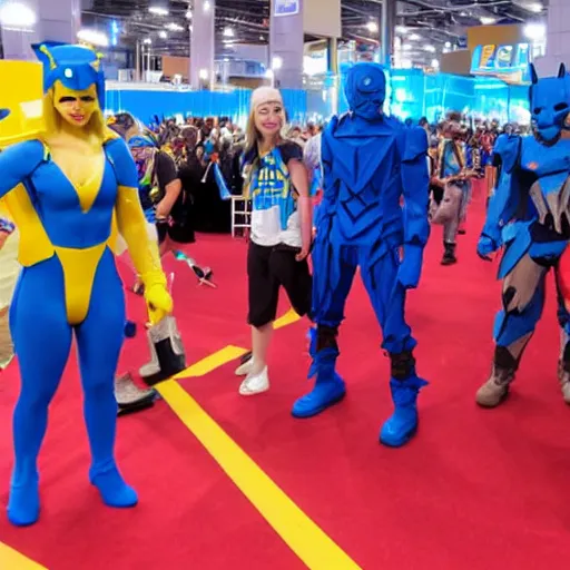 roblox grab packs cosplayer with blue and yellow hands, Stable Diffusion