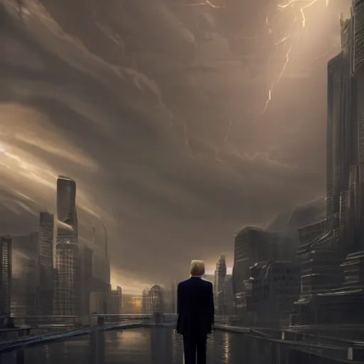 Image similar to donald trump, dramatic lighting, cinematic, establishing shot, extremely high detail, foto realistic, cinematic lighting, post processed, concept art, high details, cinematic, 8k resolution, beautiful detailed, photorealistic, digital painting, artstation, concept art, smooth, sharp focus, artstation trending, octane render, unreal engine