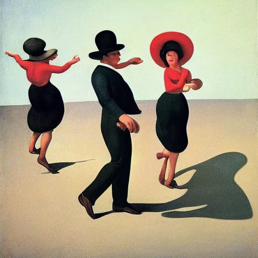 Image similar to a Mexican Hat Dance by Raphael, Hopper, and Rene Magritte. detailed, romantic, enchanting, trending on artstation.