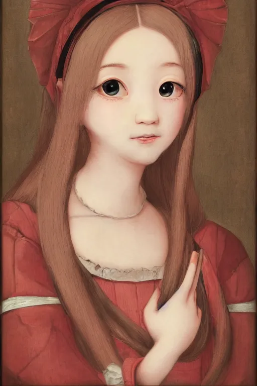 Prompt: kawaii girl portrait, renaissance