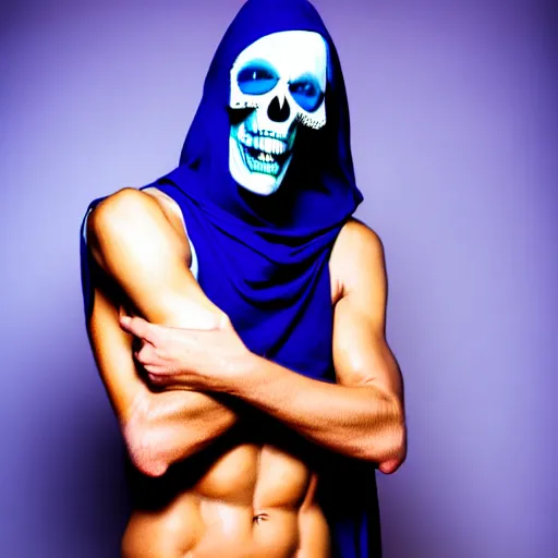 Image similar to glamour fashion modeling photo of skeletor