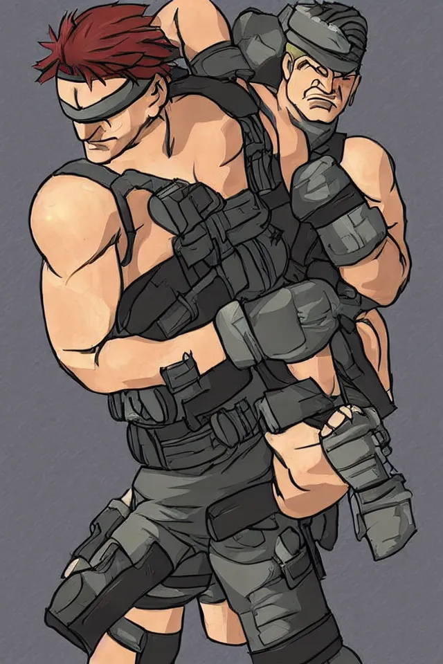 Prompt: solid snake in the style of street fighter 2 turbo