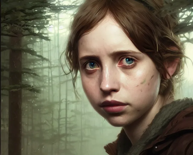 Image similar to highly detailed portrait of maya hawke, in the walking dead, stephen bliss, unreal engine, fantasy art by greg rutkowski, loish, rhads, ferdinand knab, makoto shinkai and lois van baarle, ilya kuvshinov, rossdraws, tom bagshaw, global illumination, radiant light, detailed and intricate environment