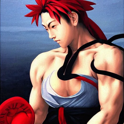 Prompt: sakura from streetfighter, painting by caravaggio, highly detailed, complex