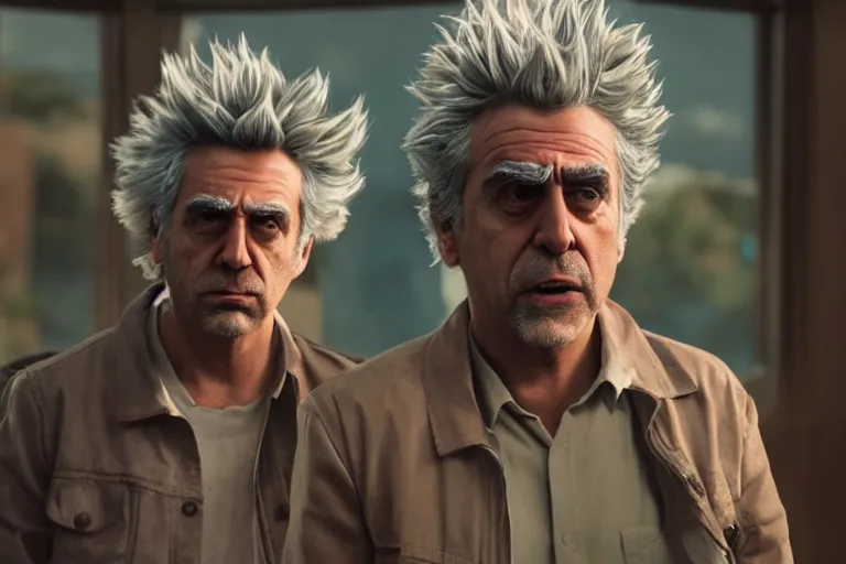 Image similar to rick sanchez, real life, high quality movie still, photorealistic, ultra detail