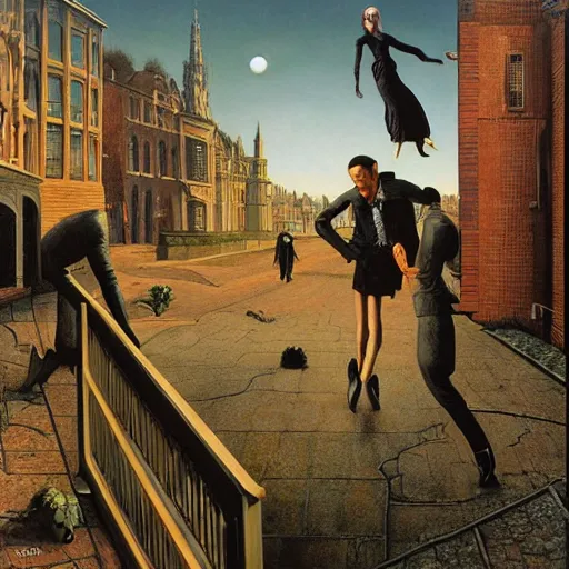 Prompt: photorealistic vampire art by paul delvaux, james christensen, rob gonsalves and tim white