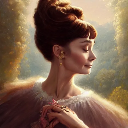 Image similar to audrey hepburn in an epic victorian novel, various backgrounds, intricate, elegant, highly detailed, digital painting, artstation, matte, illustration, art by artgerm, greg rutkowski, loish, rhads, ferdinand knab, makoto shinkai, lois van baarle, ilya kuvshinov, rossdraws, tom bagshaw