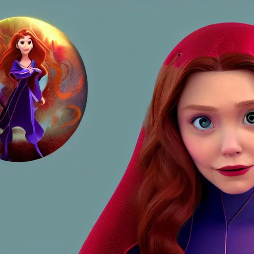 Prompt: [ pixar illustration ]!!!!! of elizabeth olsen [ cast as the scarlet witch ], in the style of brave 2 0 1 2, trending on zbrush, award winning, unreal engine 5, sharp, intricate, detailed, artstation 3 d, zbrush 3 d render, unreal engine 3 d render, portrait!!, 4 k quality