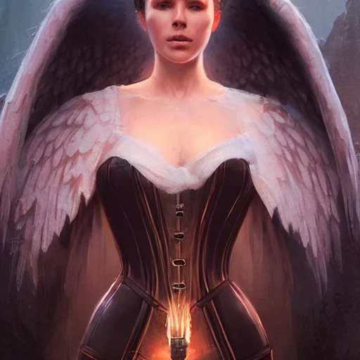 Image similar to the corset of angels. movie poster. detailed digital art by greg rutkowski, keith parkinson, marc simonetti, artgerm, artstation, deviantart, 8k, hd