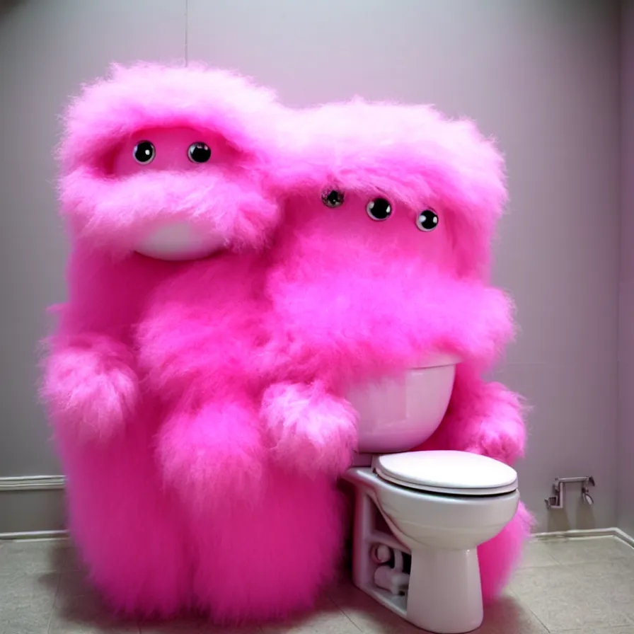 Image similar to fluffy pink toilet monster