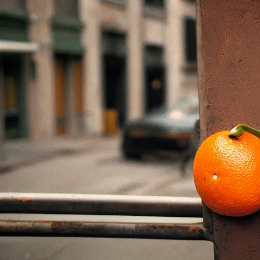 Prompt: closeup portrait of a Orange with a fac e , new york back street , by Steve McCurry and David Lazar, natural light, detailed face, CANON Eos C300, ƒ1.8, 35mm, 8K, medium-format print