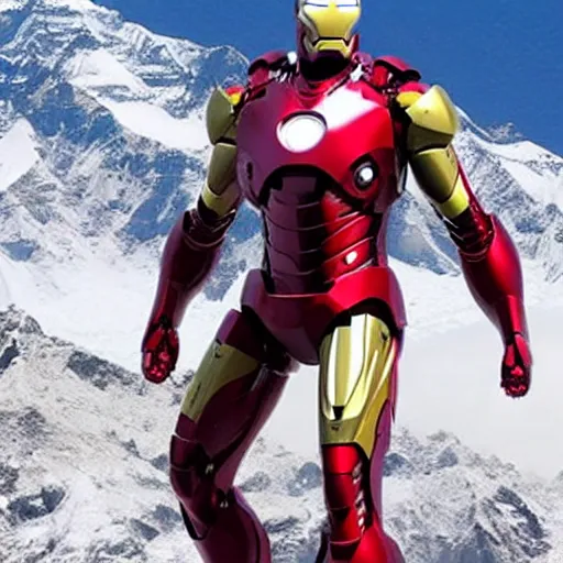 Prompt: iron man dancing on top of Mount Everest