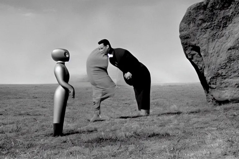Image similar to movie still from the day the earth stood still, 1 9 5 1
