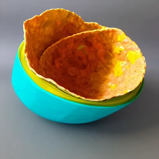 Prompt: bowl made out of taco shell