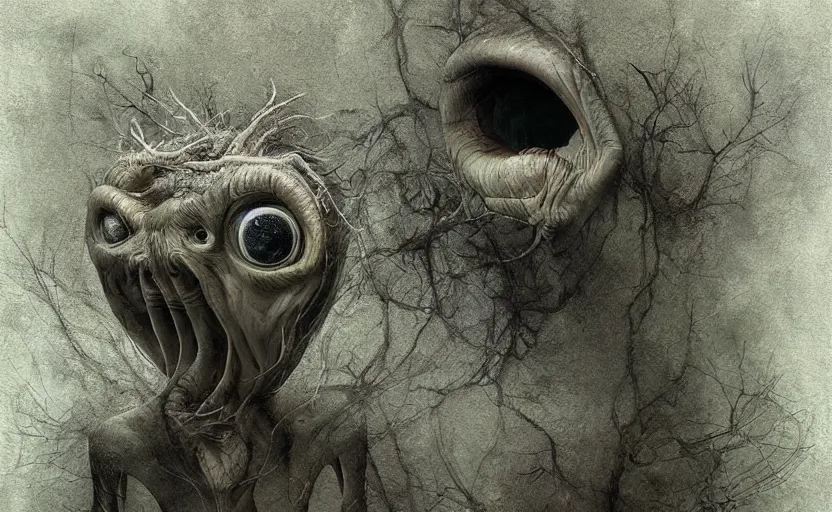 Image similar to a surreal painting a painting of a strange creature, by anton semenov and anja millen