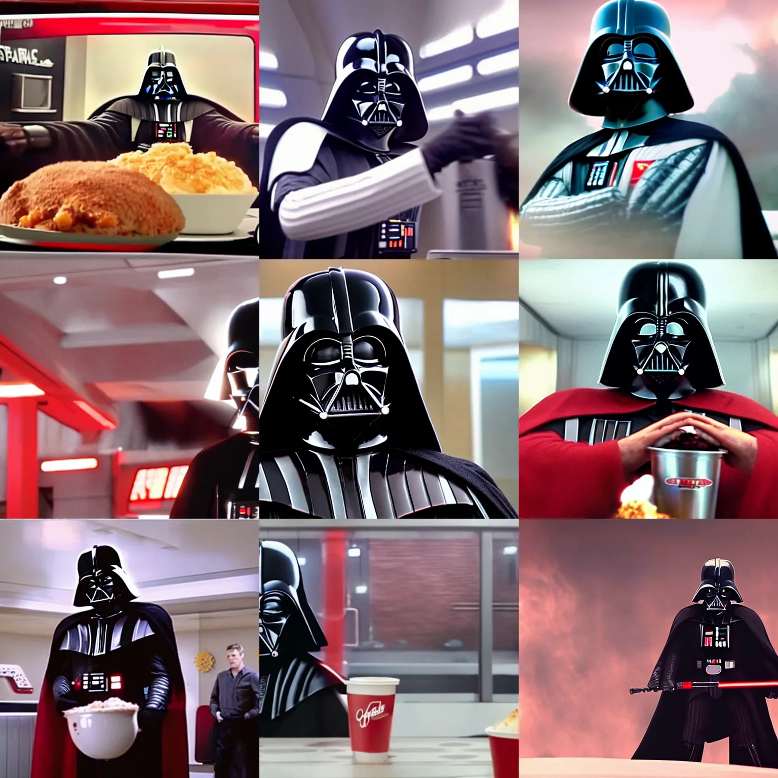 Prompt: Darth Vader in a KFC commercial