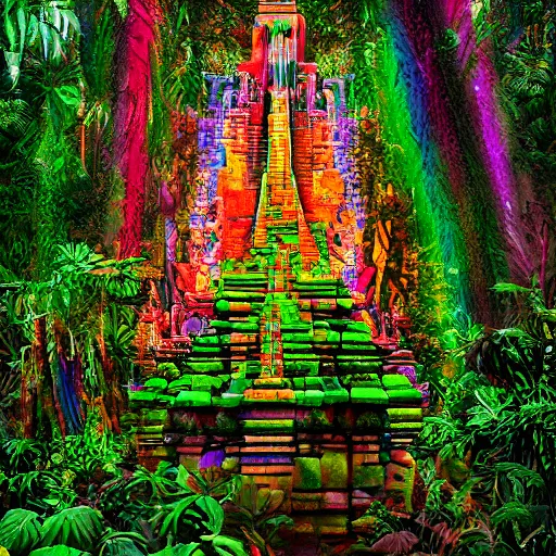 Image similar to psychedelic jungle temples