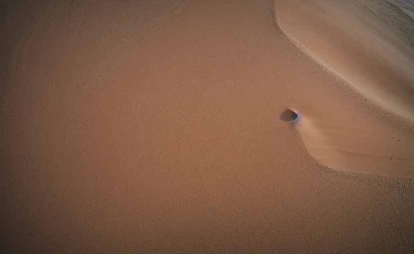 Image similar to top view of sand texture dune, natural light, cinematic lighting, 8 k