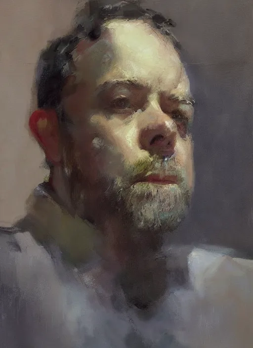 Image similar to portrait painting of joe lo truglio by jeremy mann, only one head single portrait