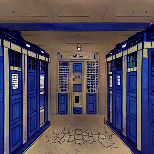 Prompt: Tardis console room, Art Deco style, masterpiece, highly detailed, ultrarealistic, 8k matte painting, hauntingly beautiful