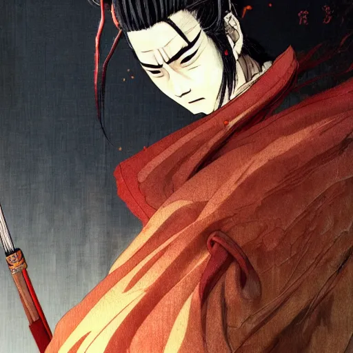 Prompt: prompt : sekiro soft light painted by james jean and katsuhiro otomo and erik jones, inspired by akira anime, smooth face feature, intricate oil painting, high detail illustration, sharp high detail, manga and anime 1 9 9 9