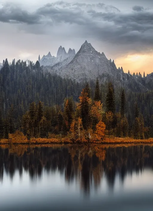 Image similar to landscape photography by marc adamus dead tree in the foreground mountains lake