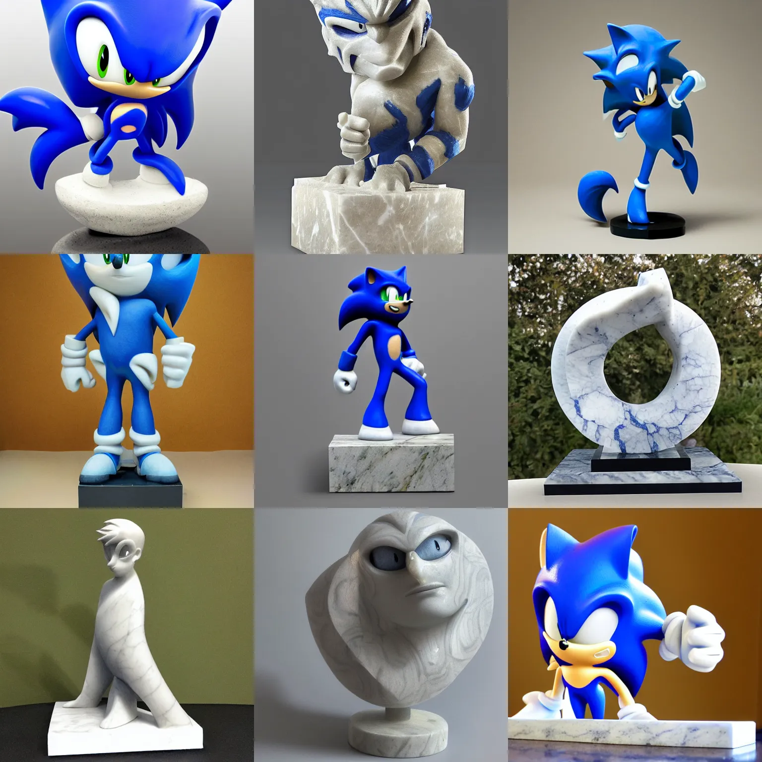 Prompt: Romanian marble sculpture of Sonic