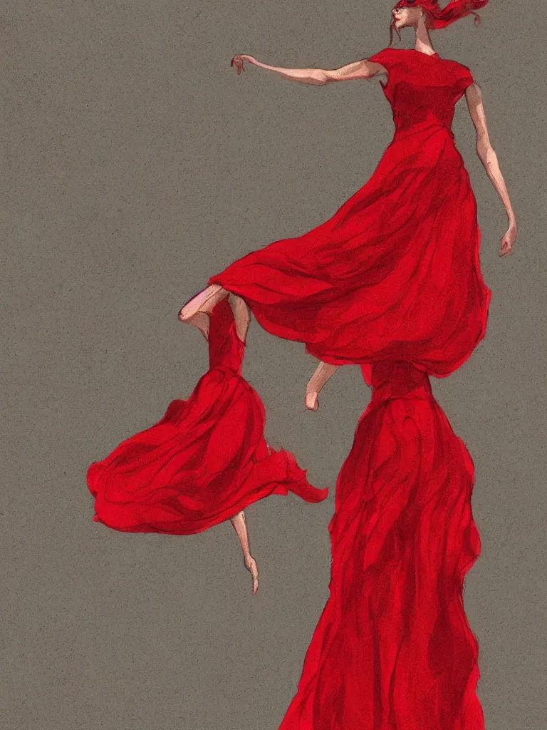 Image similar to red flowing dress on hanger swaying in the wind by disney concept artists, blunt borders, rule of thirds, golden ratio, godly light