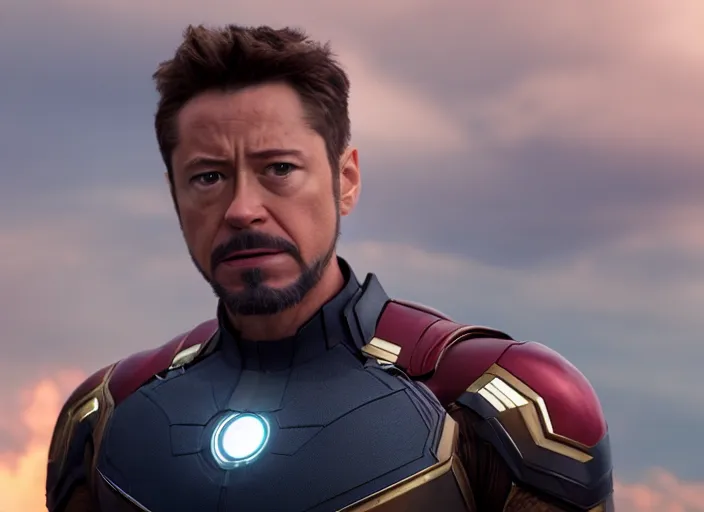 Prompt: film still of Joseph Gordon-Leavitt!!! as Tony Stark in Avengers Infinity War, 4k